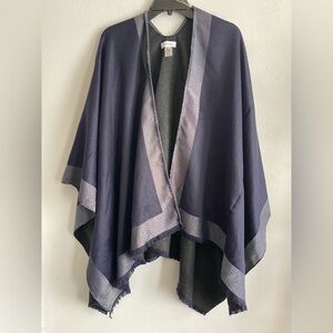 Calvin Klein Black and Gray Fringed Scarf